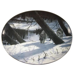 Moonlight Shadows Collector Plate Winter Shadows Persis Clayton Weirs Wolves Vtg - Picture 1 of 7