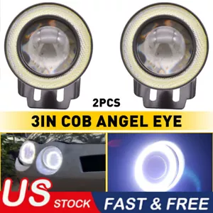 2X 3'' COB LED Fog Light Projector Car White Angel Eyes Halo Ring DRL Lamp Light - Picture 1 of 11