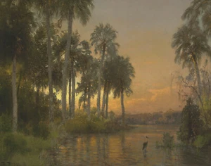 Hermann Herzog Florida Sunset Canvas Print 16 x 20 - Picture 1 of 4
