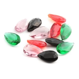 Lot (12) Vintage Czech assorted teardrop glass rhinestones 14x8mm - Picture 1 of 2