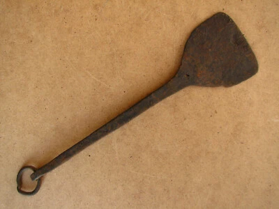 Old Antique Primitive Metal Kitchen Paddle Spoon Tool Cutlery Hand Wrought 19th - Image 1 of 4