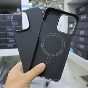 Magnetic MagSafe Real Carbon Fiber BackCover Slim Case f iPhone 14 15 16 Pro Max - Picture 1 of 34