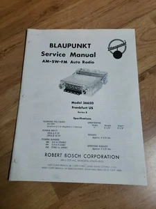 Blaupunkt Model 36650 AM SW FM Auto Radio Service Manual - Picture 1 of 6