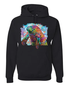 Rainbow Painted Manatee Dean Russo Design Unisex Hoodie Sweatshirt - Picture 1 of 12