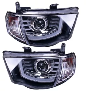 Pair HeadLight Lamp Projector LED For Mitsubishi Triton 2005-14 MN ML Ute 4Door - Picture 1 of 5