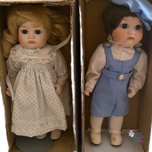 VTG Dynasty Dolls Collection Porcelain Lot Of 2 Pauper Boy & Girl Original Boxes - Picture 1 of 10