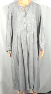 Zara graues Bauern Maxikleid Gr. M Langarm Knopf Plissee Boho Cottagecore - Bild 1 von 12