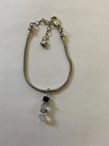 Crystal Snowman Adjustable  Snake Chain Silver Color Bracelet - Picture 1 of 5
