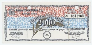 Bosnia & Herz 2000 Dinara 1992 Pick NL XF- Circulated Military Cancelled - Picture 1 of 2