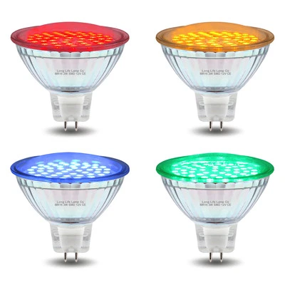 LONG LIFE LAMP COMPANY Red Green Blue Yellow 12V LED MR16 Low Voltage Light Bulb GU5.3 Colour Spotlight