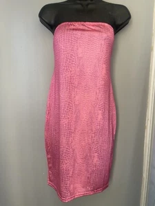 Prettylittlething pink snakeskin print strapless dress  size 10 - Picture 1 of 6