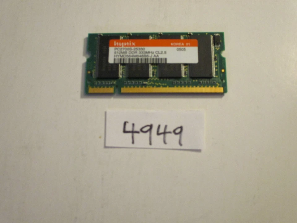 Hynix 512Mb 333Mhz PC2700 200pin DDR1 SODIMM laptop memory RAM (4949) - Image 1 of 2