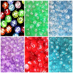 7x4 MM Flach Rund Transparent Bunt Gemischte Buchstaben Acryl Perlen DIY - Bild 1 von 8