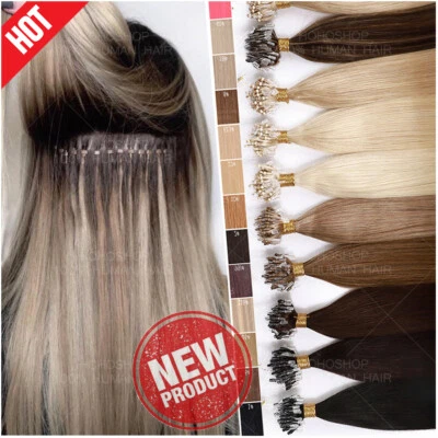 THICK 8A Russian 100% Remy Human Hair Extensions Nano Micro Loop Ring Beads 300S - Image 1 of 4