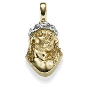 Anhänger Büste Jesus mit Dornenkrone aus 585 Gelbgold & Weißgold bicolor - Bild 1 von 4
