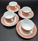 Set of 4 Vintage Fitz and Floyd Rondelet Flat Cup and Saucer Pink Peach Japan 