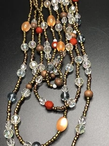 Statement mehrsträngig kupferfarbene Perlen Strass und Glas? Perlenkette - Bild 1 von 14