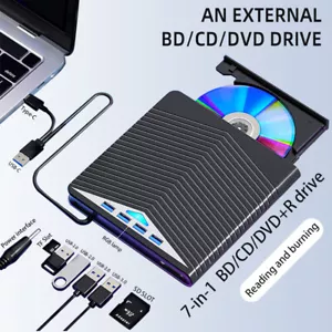 External CD DVD Drive USB 3.0 Writer Burner Reader Player for Windows 7/8/10/11 - Picture 1 of 10
