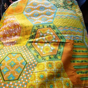 BLITZVERKAUF Vintage 60er Jahre bunt gelb Patchwork Druck Dekorateur Stoff 1y x 48" - Bild 1 von 10