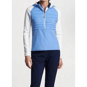 Peter Millar Womens Hooded Merge Pullover Golf Jacket, Small, NWT, Blue / White - Picture 1 of 13