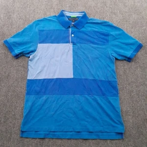 Tommy Hilfiger Shirt Mens L Polo Blue Colorblock Mini Flag Academia Designer - Picture 1 of 10