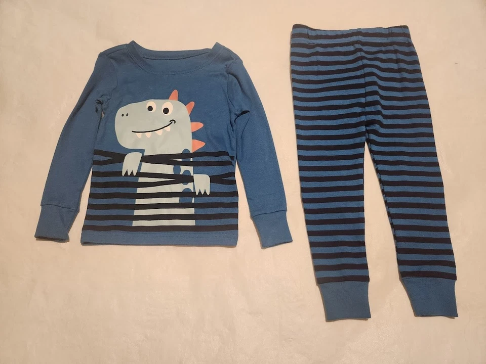 全新带标签 Old Navy DInosaur 长袖睡衣睡衣 2 件 2T 学步儿童 男孩 — 第 1/1 张图片