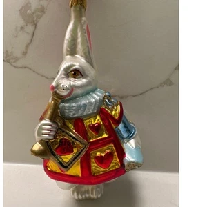 Kurt Adler Polonaise weißer Hase Alice im Wunderland mundgeblasen Glas Ornament - Bild 1 von 5