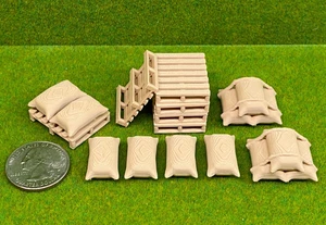 Palets y sacos impresos en 3D escala O - 14 piezas - Accesorios para patio de carga - Imagen 1 de 9