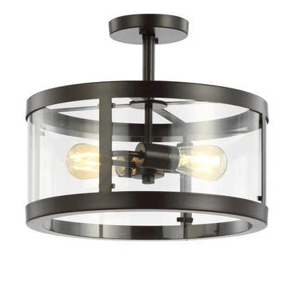 JONATHAN Y Lighting JYL6701 Herndon 2 Light 15"W LED Semi-Flush - Bronze - Image 1 of 4