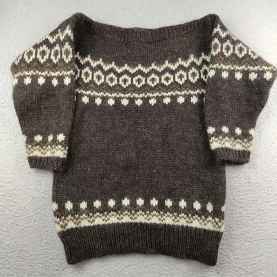 Suéter de Lana Nórdica Gaeltarra Marrón Nórdico Tejido Pesado Para Mujer Pequeño Foto 1 de 4