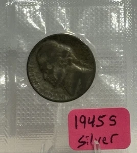 1945 S Jefferson Nickel, 35 % plata, ¡níquel de guerra! 🔥 - Imagen 1 de 1