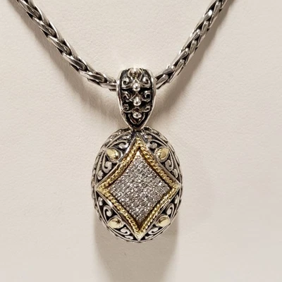 Colgante y collar de diamantes pavé de oro amarillo de 18 k de plata de ley EFFY de 18" Foto 1 de 4