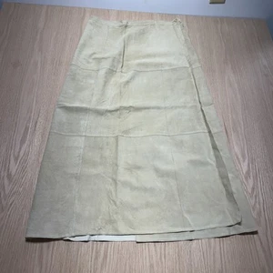 Newport News Womens 100% Leather Suede Long Pencil Skirt Plus Size 18 Beige - Picture 1 of 20