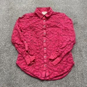 Maeve Anthropologie Shirt Womens 2 Pink Lace Button Up Long Sleeve Floral Top - Picture 1 of 8