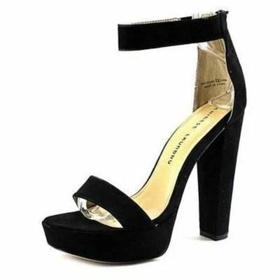 Chinese Laundry Make Believe Black Velvet Platform Chunky Heels Sandals sz 8.5 - Image 1 of 4