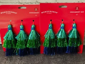 2025 Wondershop 6 türkis/grün/blau Mini Quaste Christbaumschmuck NEU - Bild 1 von 3