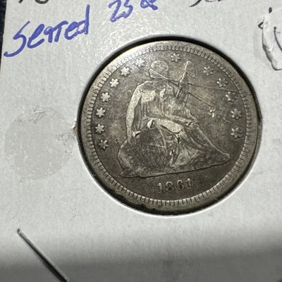 1861 Seated Quarter Coin F Details Sscratched - Image 1 of 2