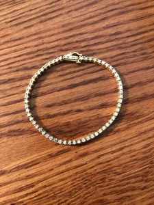 Bracciale tennis vintage oro 14 kt e diamanti 7,5" molto bello! - Foto 1 di 16
