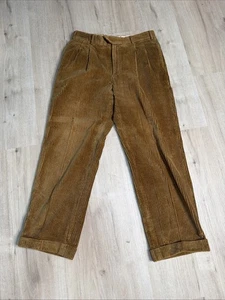 Pantalones plisados de pana marrón The J. Peterman Co. talla 34 hechos en Portugal - Imagen 1 de 14