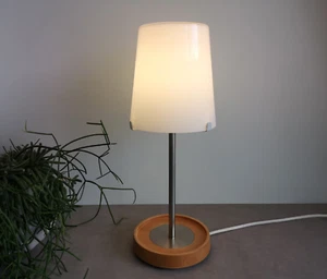 SEALED NOS IKEA BASISK WHITE GLASS WOOD BASE LAMP VINTAGE WEEBKE BRAASCH - Picture 1 of 5