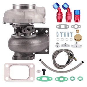 GT30 GT3037 GT3076 Turbo for 2.5L-3.0L Water Cooled + T3 T4 Oil Feed Line Kit - Bild 1 von 12