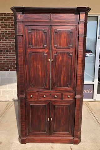 18th Century Flamed Mahogany Corner Cabinet Cover