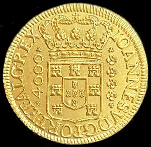 1719 B GOLD BRAZIL 4000 REIS JOHN V COIN HIGH GRADE CONDITION KM# 106 - Picture 1 of 2