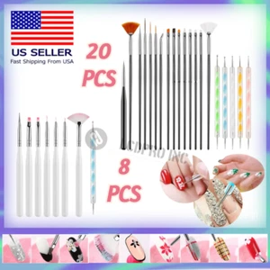 8/20 PCS Nail Art Design Dotting Painting Drawing Polish Brush Pen Tools Acrylic - Picture 1 of 14