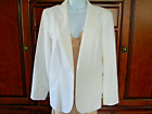 Kenar Natural White Cream Linen Cotton Open Blazer Jacket Lined Size L
