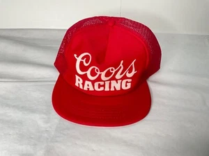 Vintage Coors Racing Puff Print Red Rope Snapback Trucker Hat - Picture 1 of 7