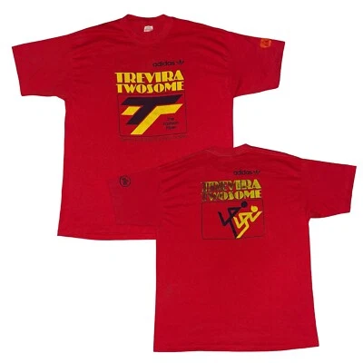 Vintage 80s Adidas T Shirt Trevira Twosome Run Central Park NYC 1988 Mens XLarge - Image 1 of 4