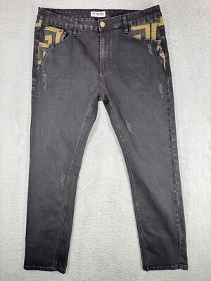 Stacy Adams Jeans Men's 38x30 Black Yellow Accents Med Wash - Image 1 of 4