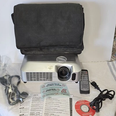 Hitachi CP-X251 3 LCD Projector Bundle 54 Lamp Hours Remote Bag Manuals Cable - Image 1 of 4