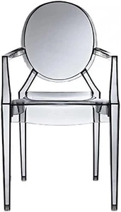 2Xhome – Modern Ghost Chair Armchair with Arm Polycarbonate Plastic (Smoke), Sin - Picture 1 of 12